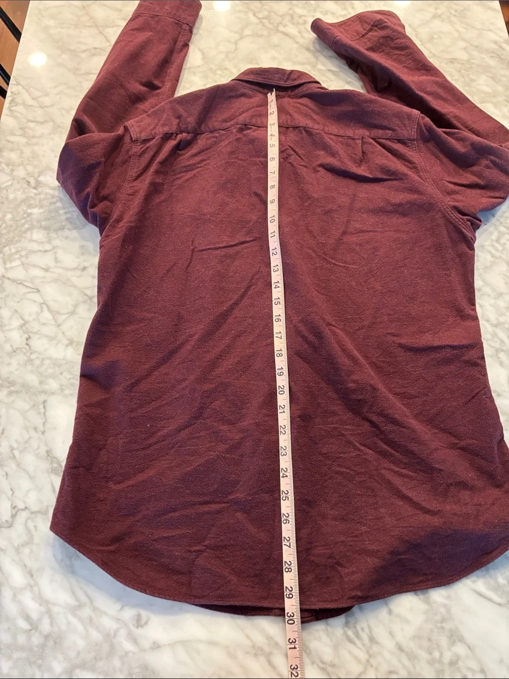 J. Crew Men's Burgundy flannel Button-Down Shirt with Tan Elbow Patches